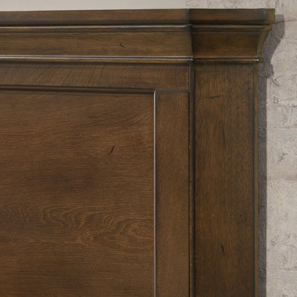 Queen Wood Panel Bed with Dresser, Mirror, Nightstand O320
