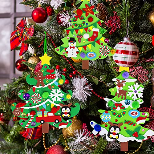 24 Sets Christmas Tree Ornaments DIY Craft Kits Foam Stickers Y493