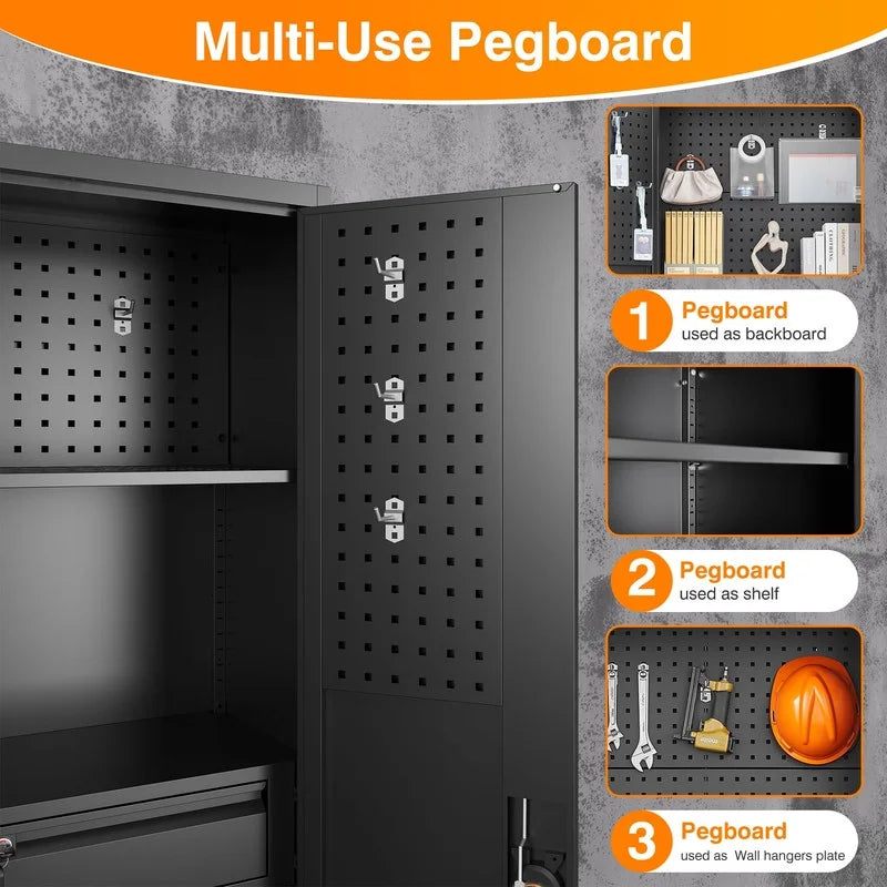 Metal Storage Cabinet with Pegboard Z666959