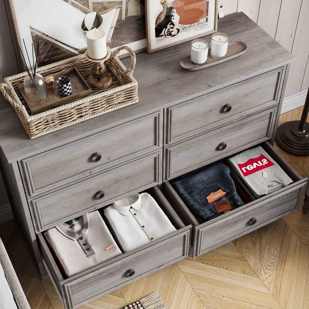 6 Drawer Wood Dresser B1069