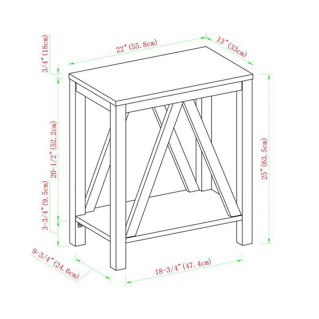 Rustic Oak Narrow End Table Set of 2 O7287