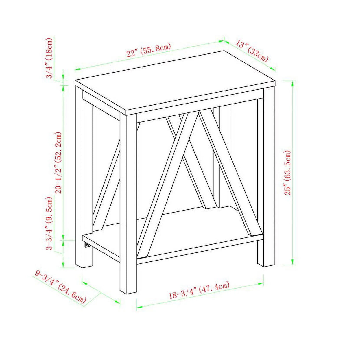 Rustic Oak Narrow End Table Set of 2 O7287