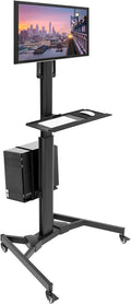 Adjustable Mobile Dual Monitor PC Workstation Cart with Keyboard Tray and CPU Holder Z754217