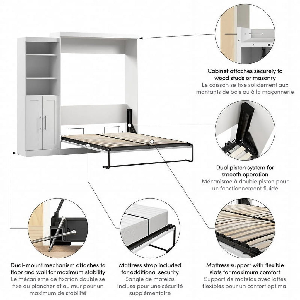 Queen Murphy Bed and Closet Organizer in White I824662