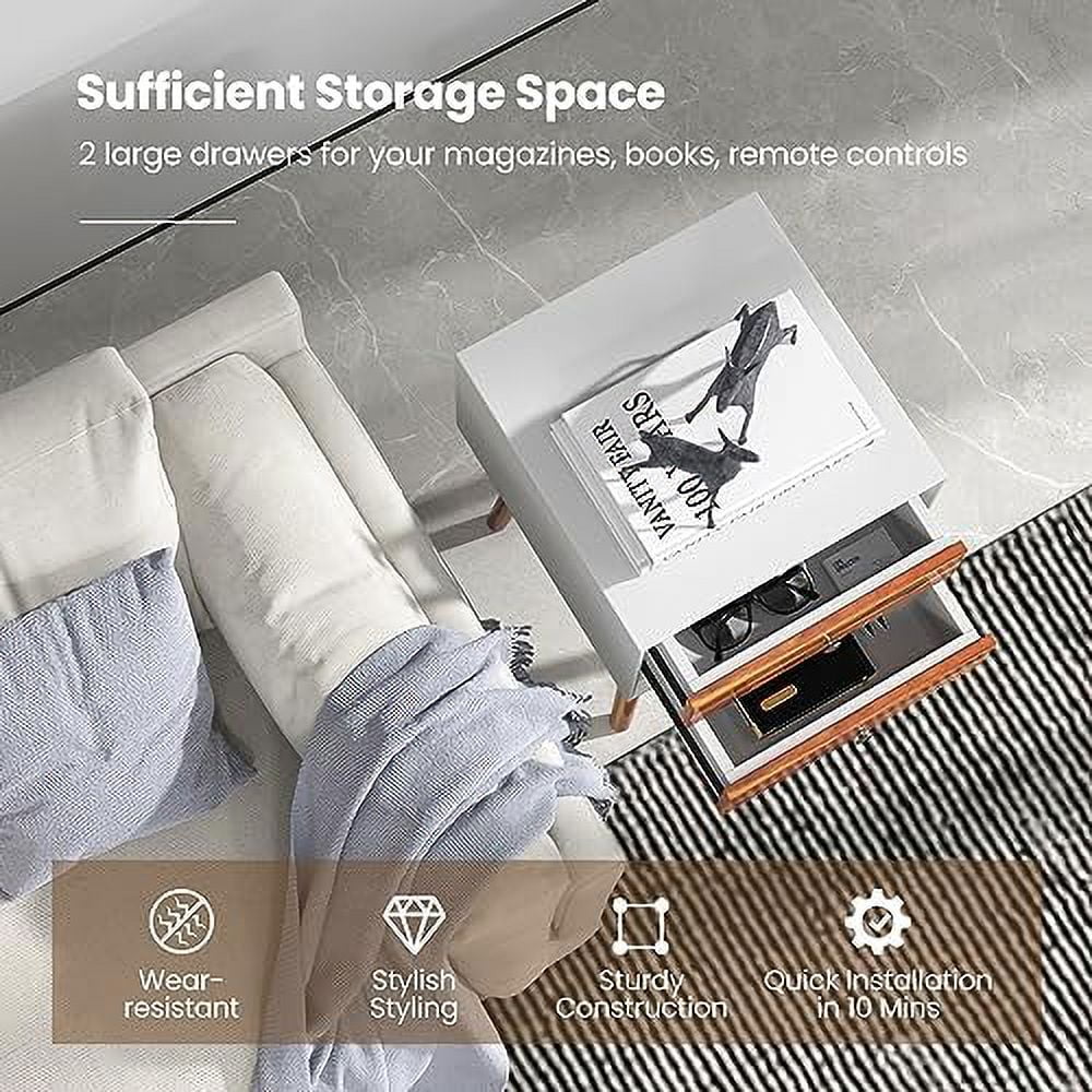 White 2 Drawer Wooden Nightstand G70510