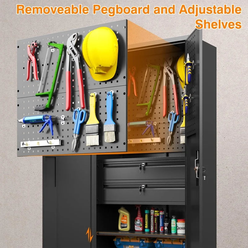 Metal Storage Cabinet with Pegboard Z666959