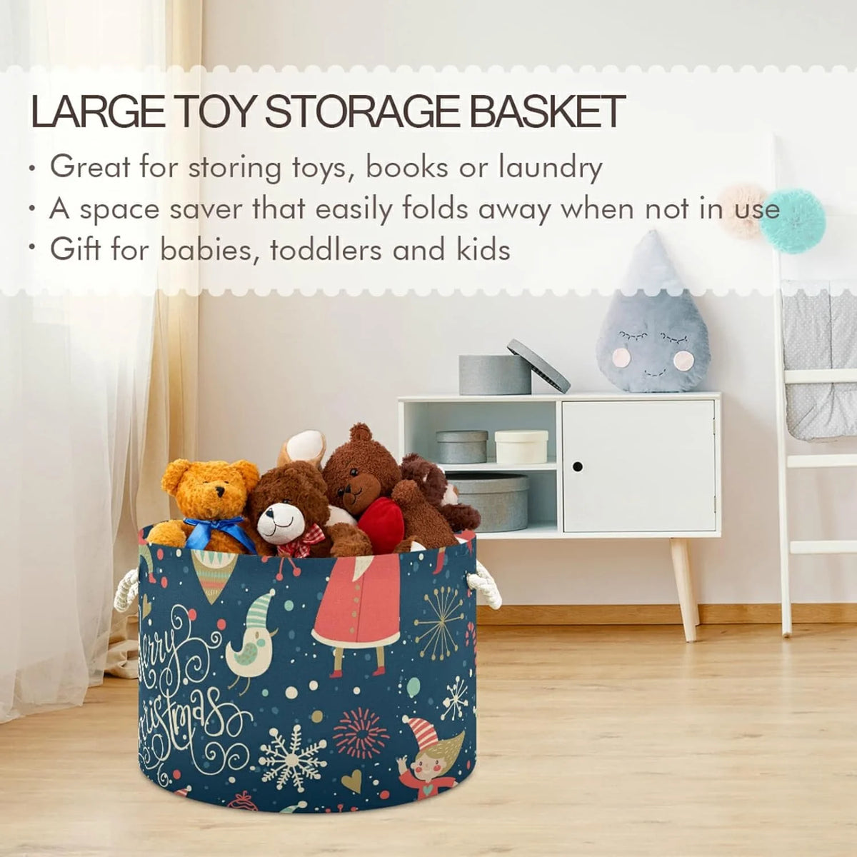 Collapsible Storage Basket with Handle, 20x20x14 in Z5466