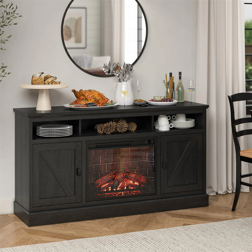 Black Oak Electric Fireplace TV Stand C9483