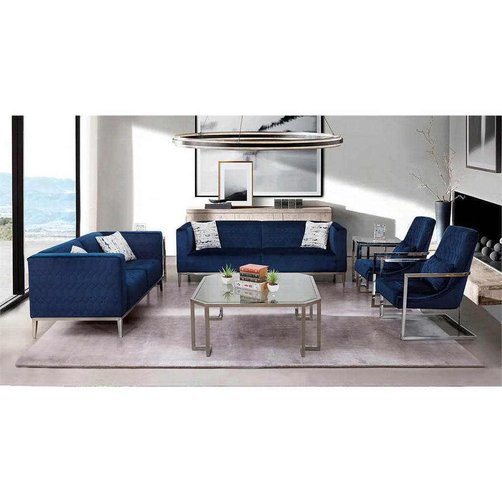 Dark Blue Velvet Loveseat F546763