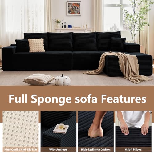107" Modular Corduroy Sectional Sofa with Chaise X541