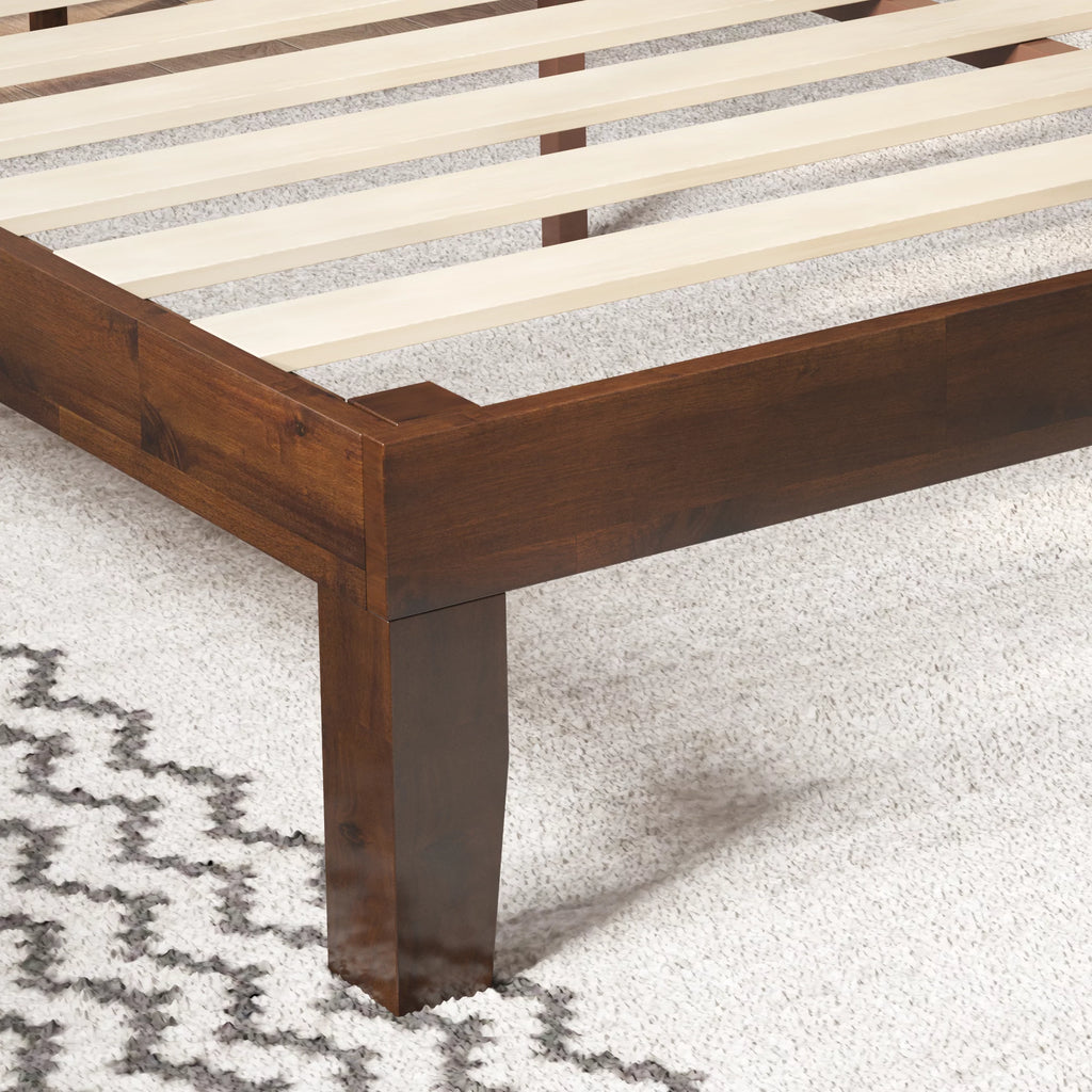 King Wood Platform Bed Frame with Adjustable Upholstered Headboard E948051