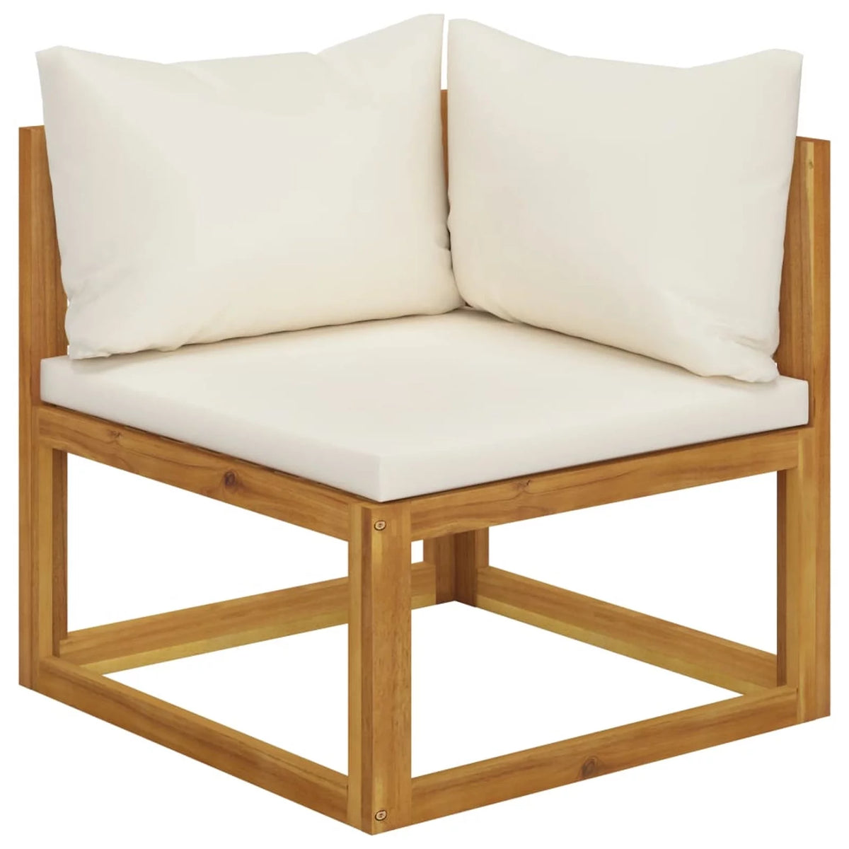 Sectional Corner Sofa with White Cushion Acacia Wood M385488