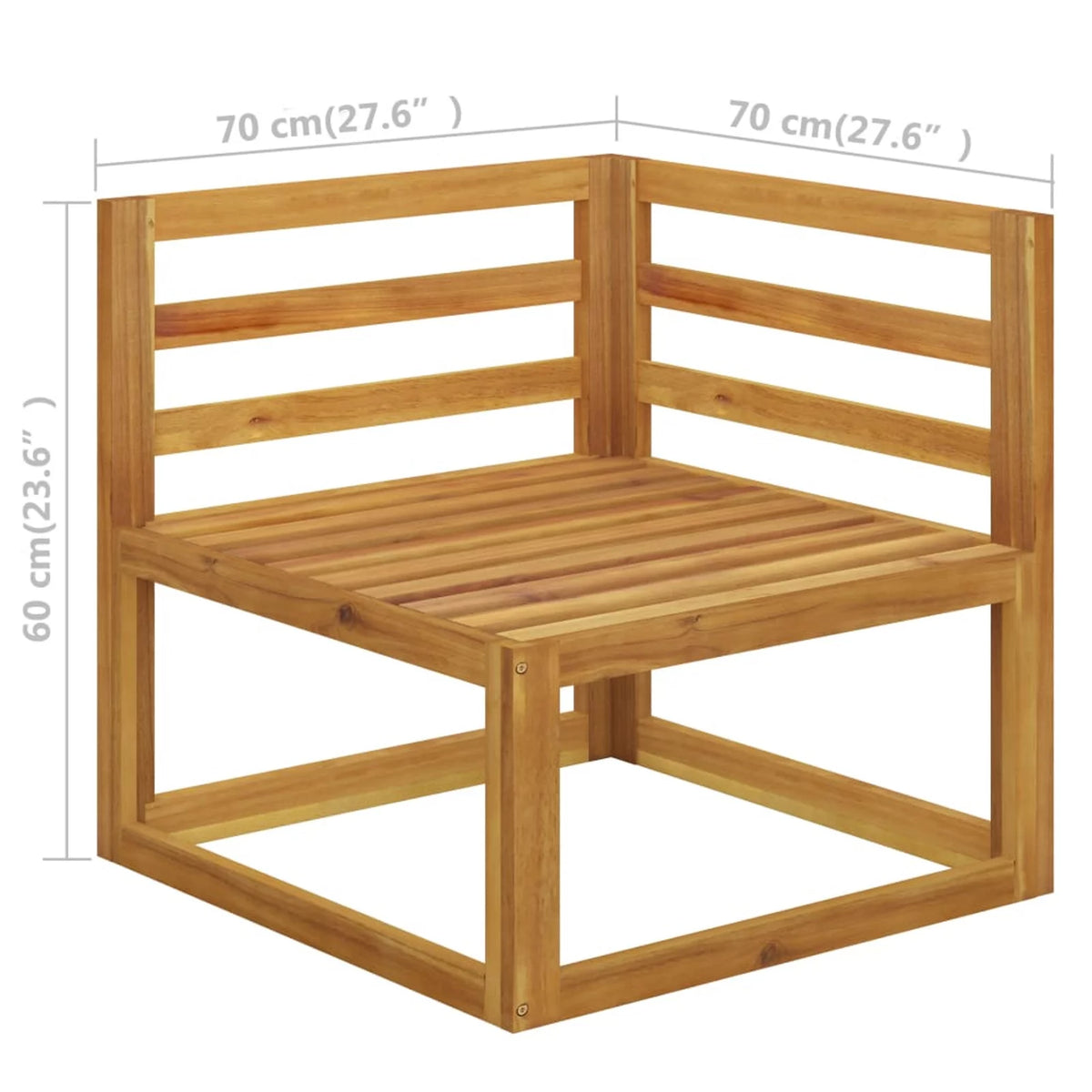 Sectional Corner Sofa with White Cushion Acacia Wood M385488