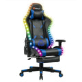 Blue RGB LED Lights Massage Racing Gaming Chair D720080