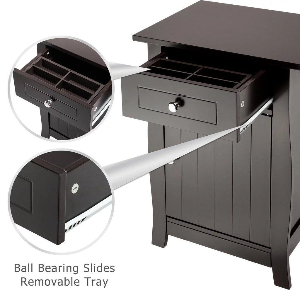 Coffee Nightstand with Drawer & Storage Cabinet S4604