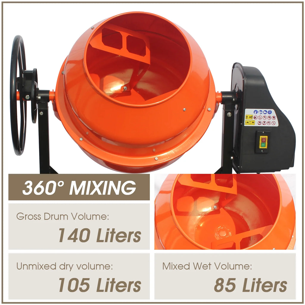 4/5HP Electric Concrete Cement Mixer 5 Cu Ft V43663