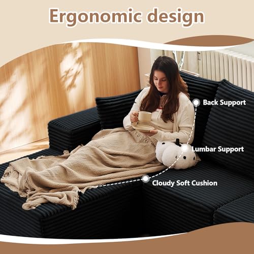 107" Modular Corduroy Sectional Sofa with Chaise X541