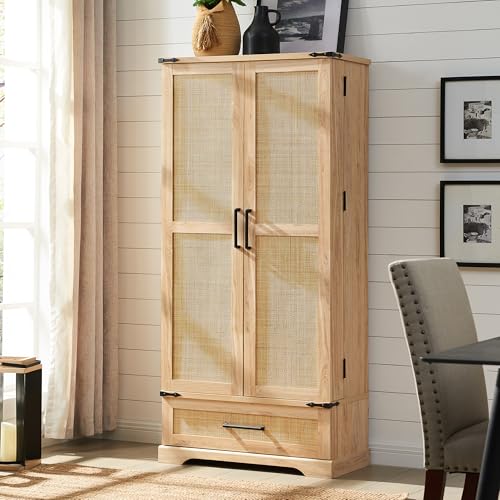 72" White Farmhouse Kitchen Pantry Cabinet with Drawer B39261