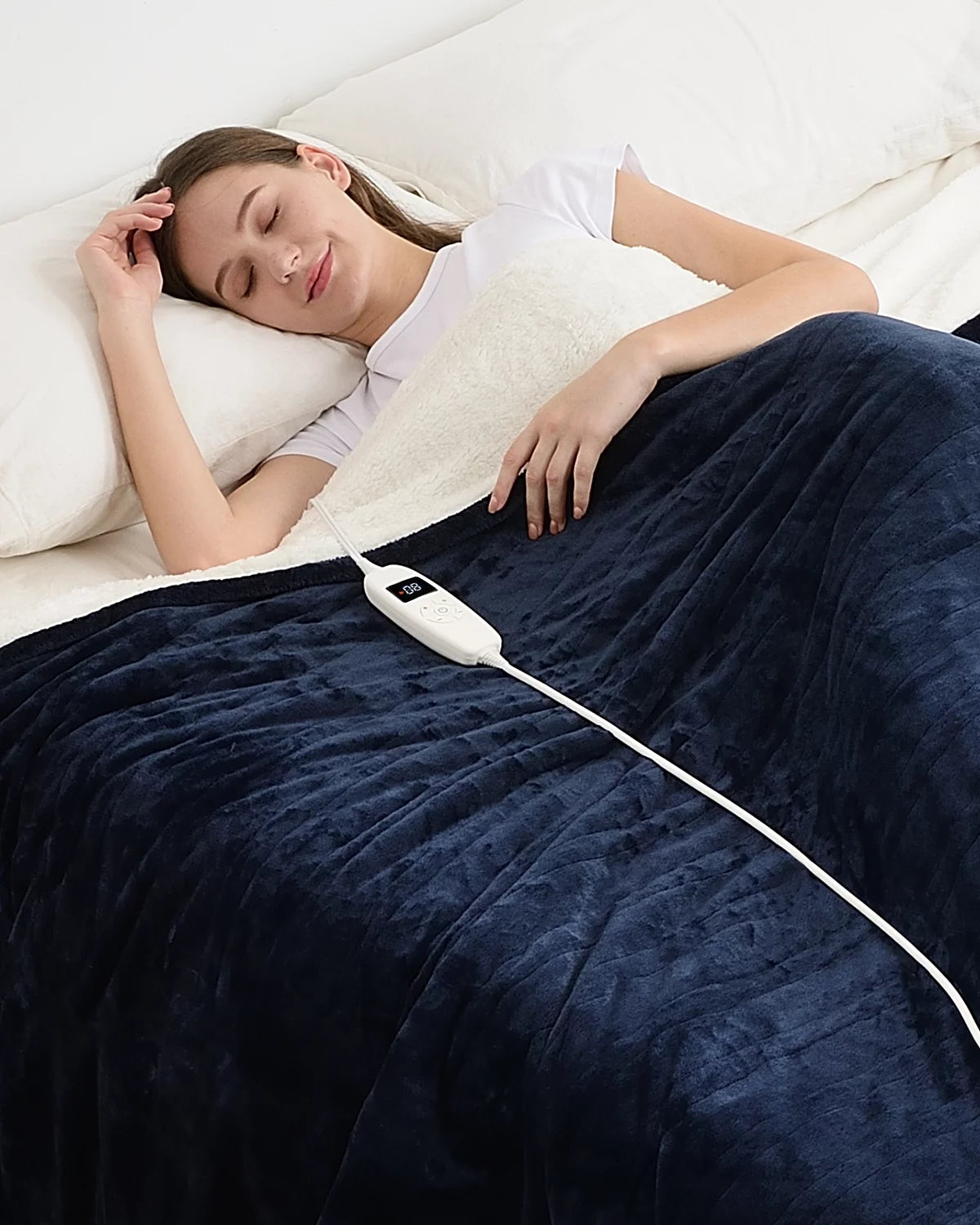 50" x 60" Blue Fleece Heated Throw Blanket N18389