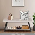 Light Grey and Black Wood Metal Bench T171911