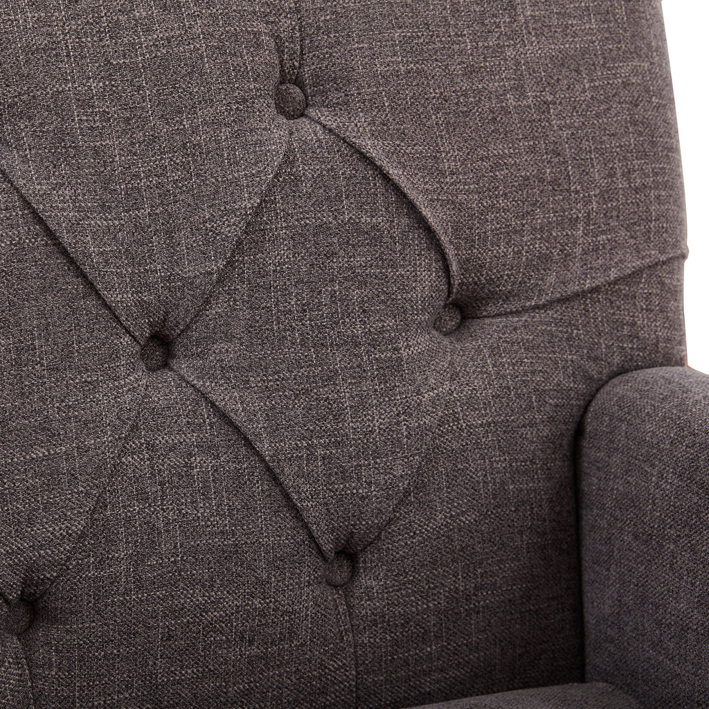 Beige Linen Upholstered Accent Chair with Ottoman G73376