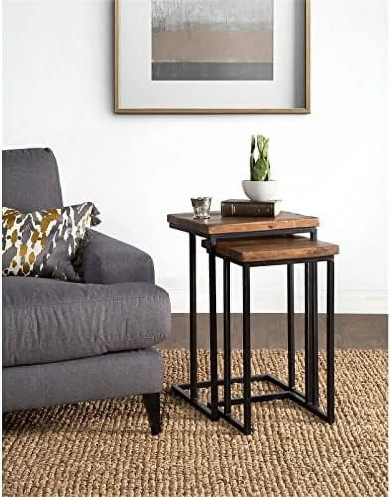 Solid Mango Wood and Iron Nesting Tables K874950