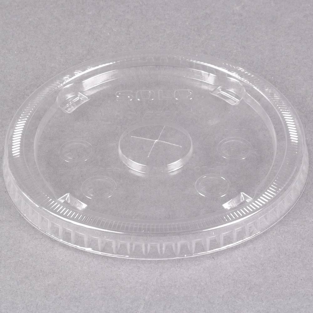 Clear Flat Plastic Lid with Straw Slot and Identification Buttons K77656