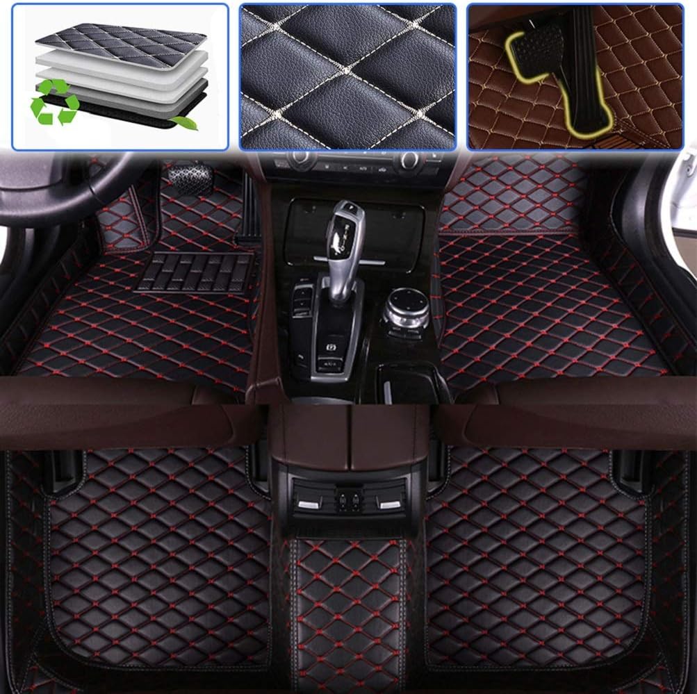 Custom Car Floor Mats Leather Waterproof Anti-Skid Full Coverage Set Beige L34830