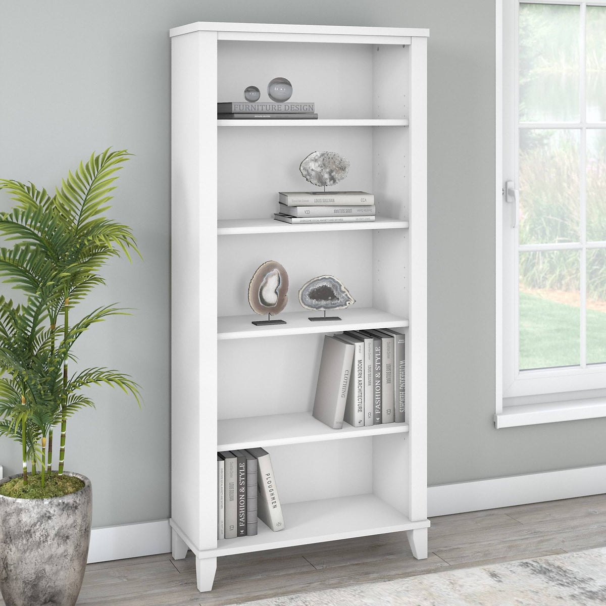 White 5 Shelf Bookcase G54103