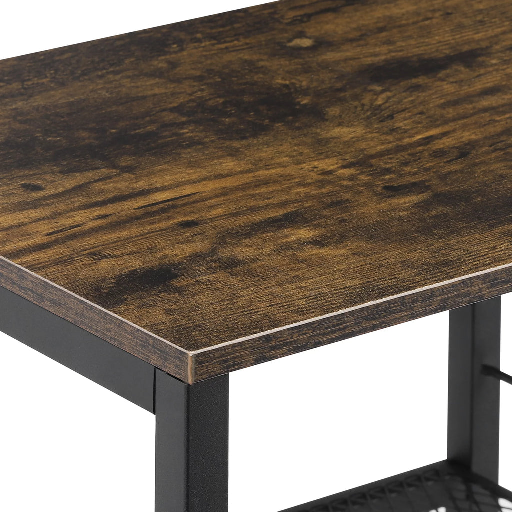 Rustic 3 Tier End Table with Wheel F814909