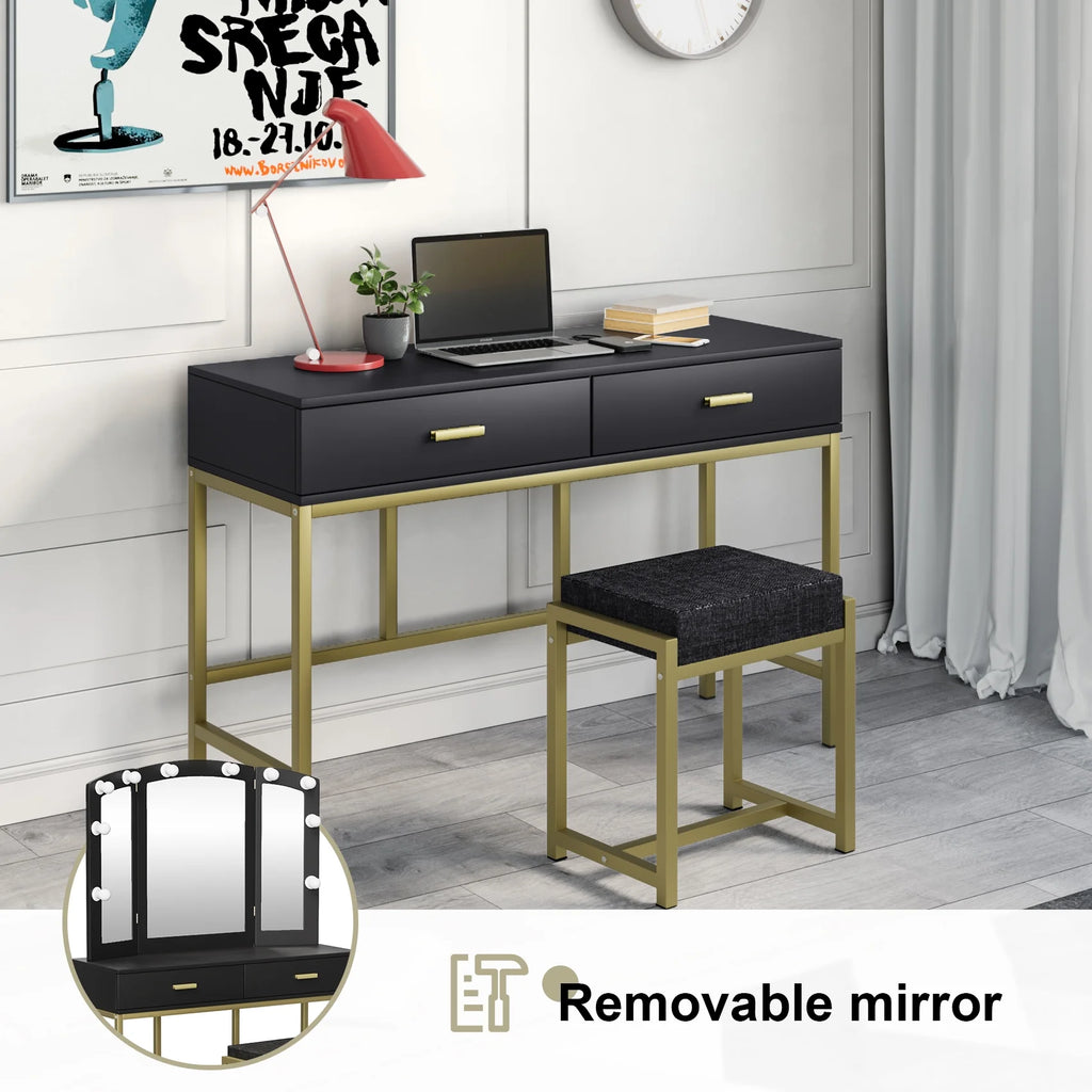 Vanity Table with Lighted Mirror Black M1900