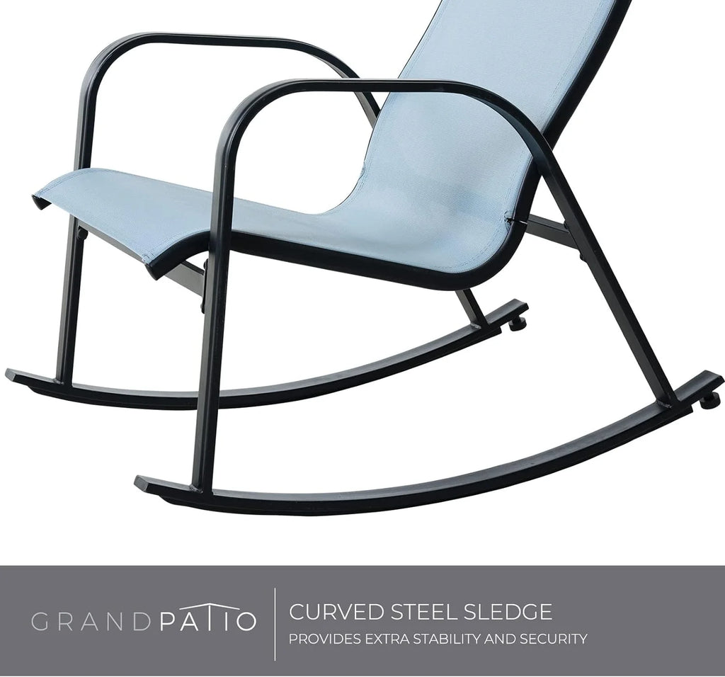 Set of 2 Blue Steel Outdoor Rocking Chair H91486