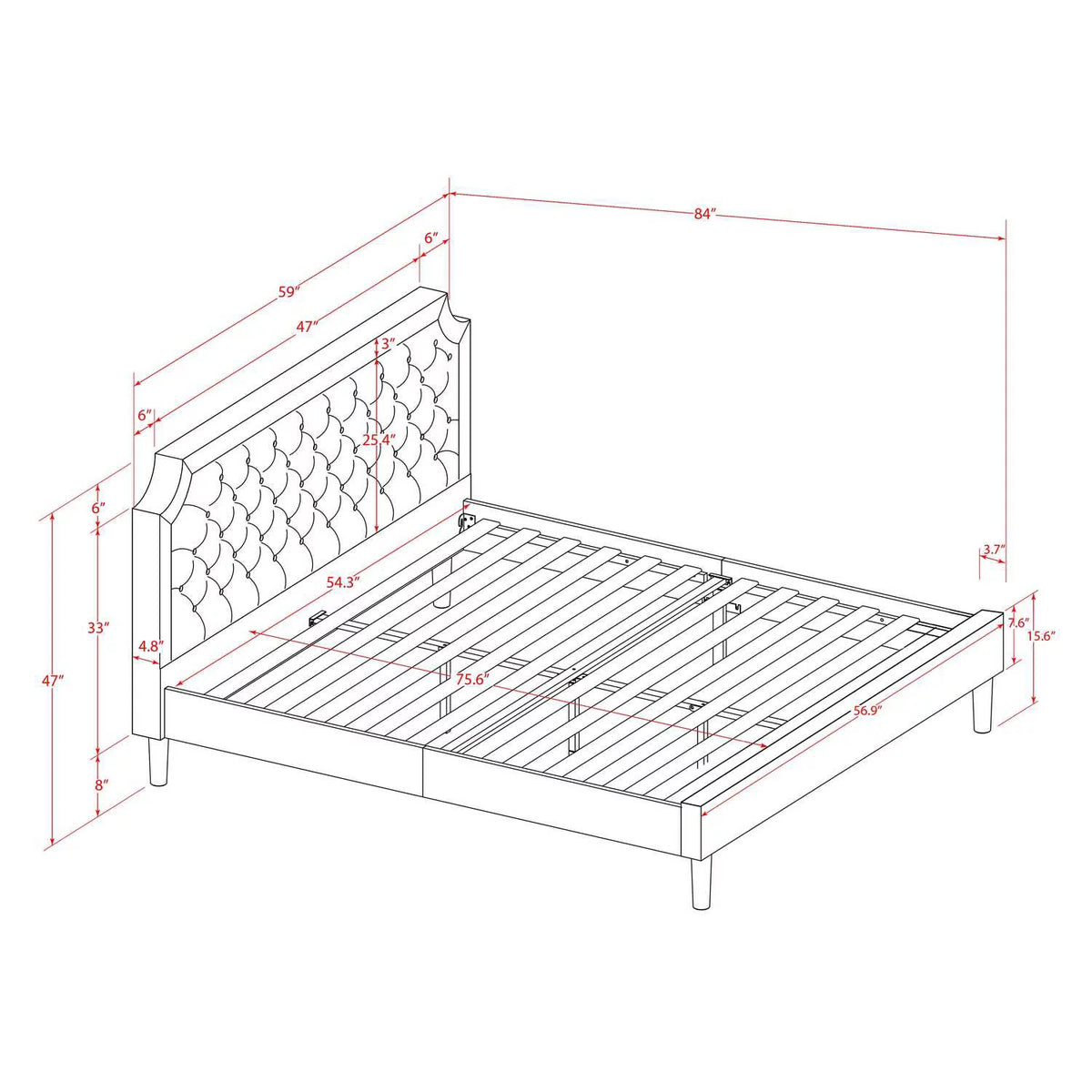 2 Pieces Wood Full Bedroom Set U881