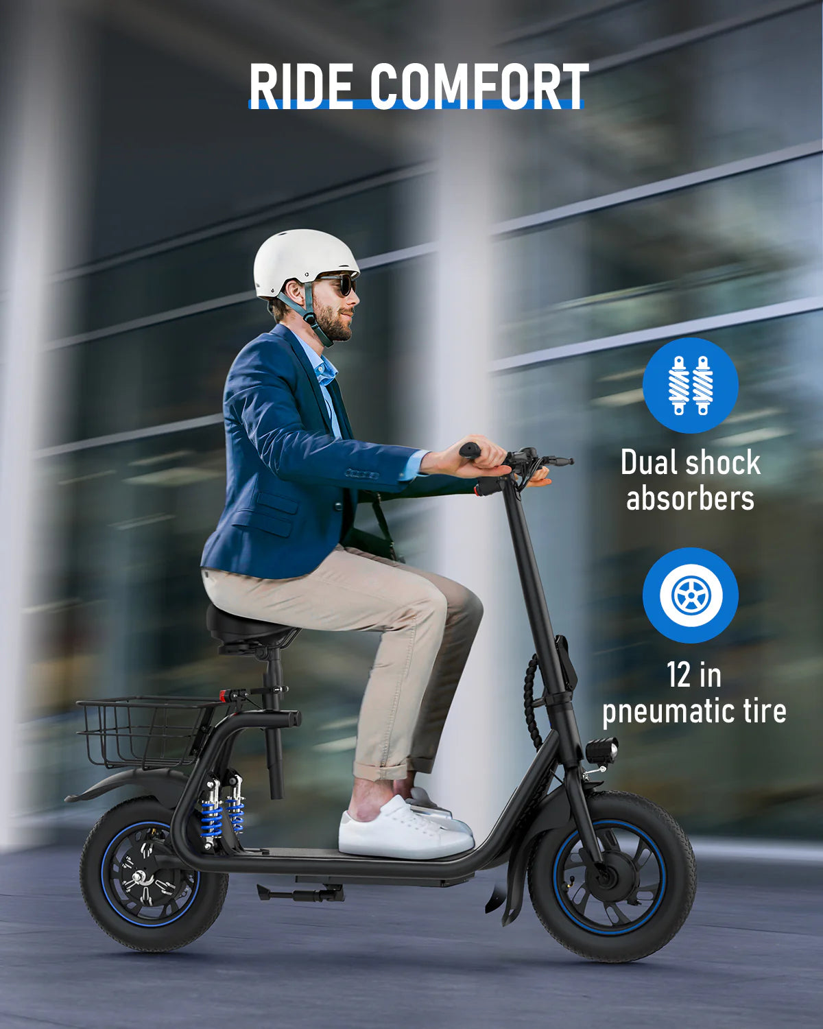 450W Electric Scooter with Seat and Basket J6645