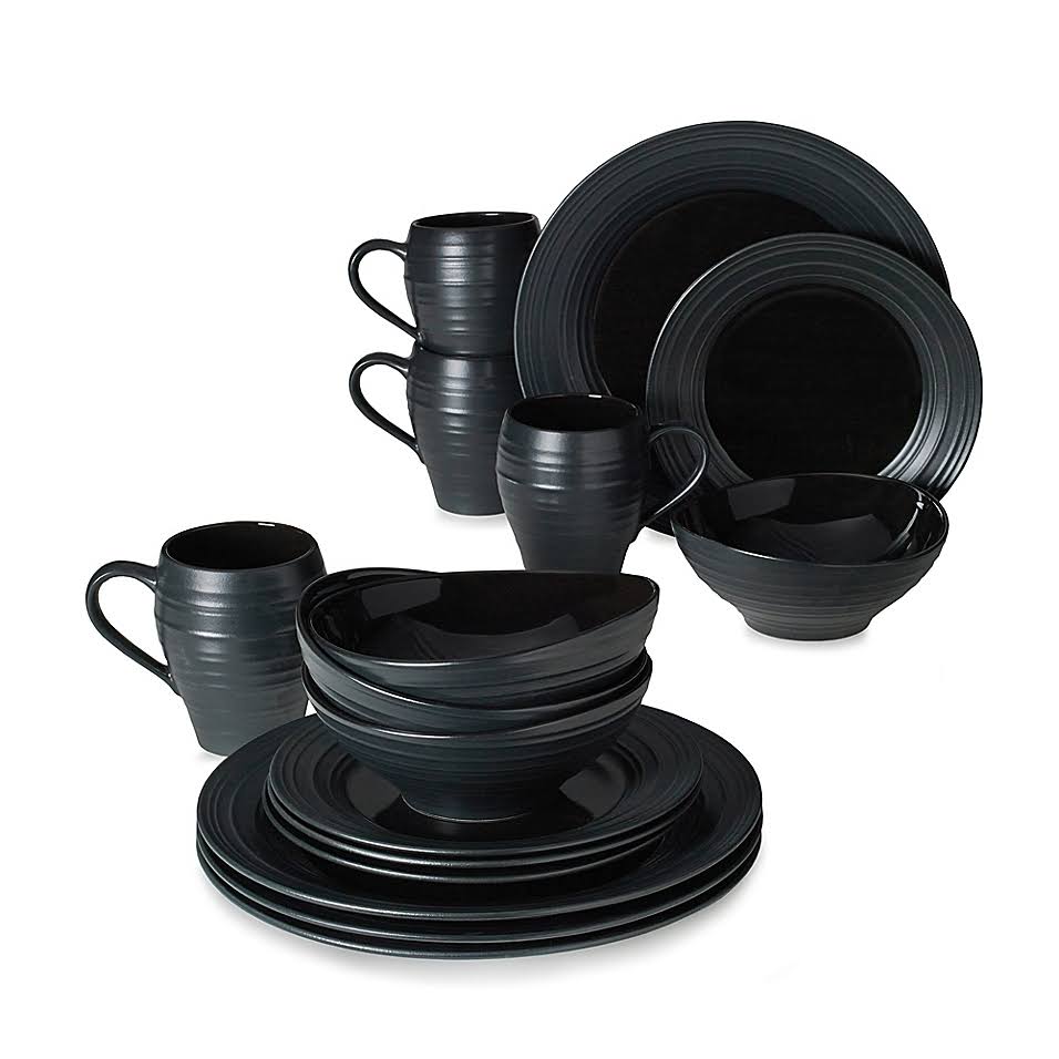 Black 16-Piece Dinnerware Set A724029
