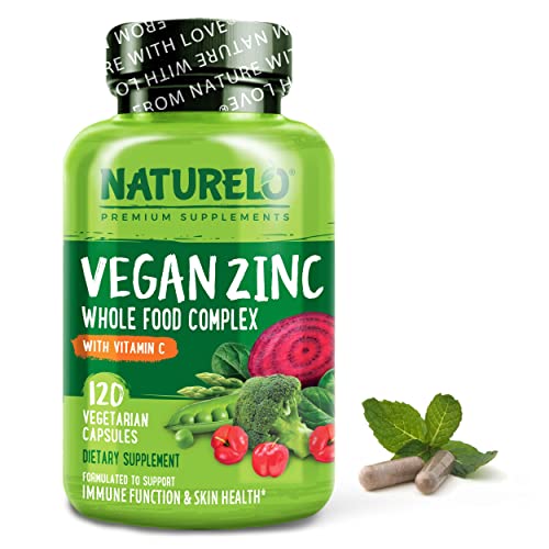 Vegan Zinc Whole Food Complex Supplement with Vitamin C - 120 Capsules U38221