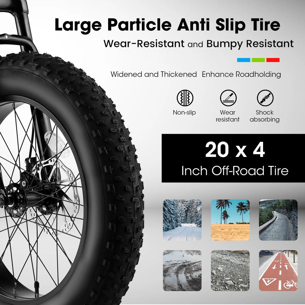 20 Inch 4 Wide Fat Tire 7 Speed Steel Frame Kids Bike H15775