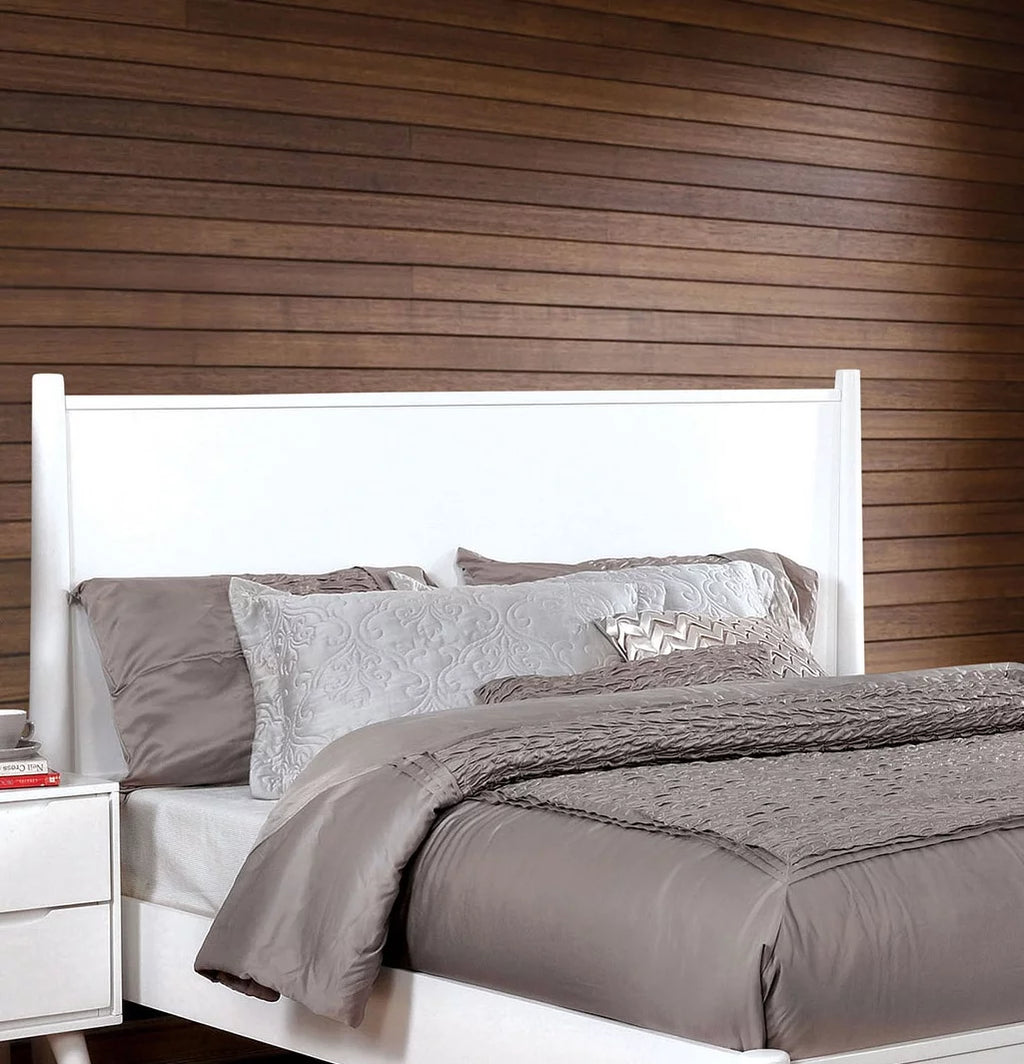 White Eastern King Size Solid Wood Platform Bed O22355