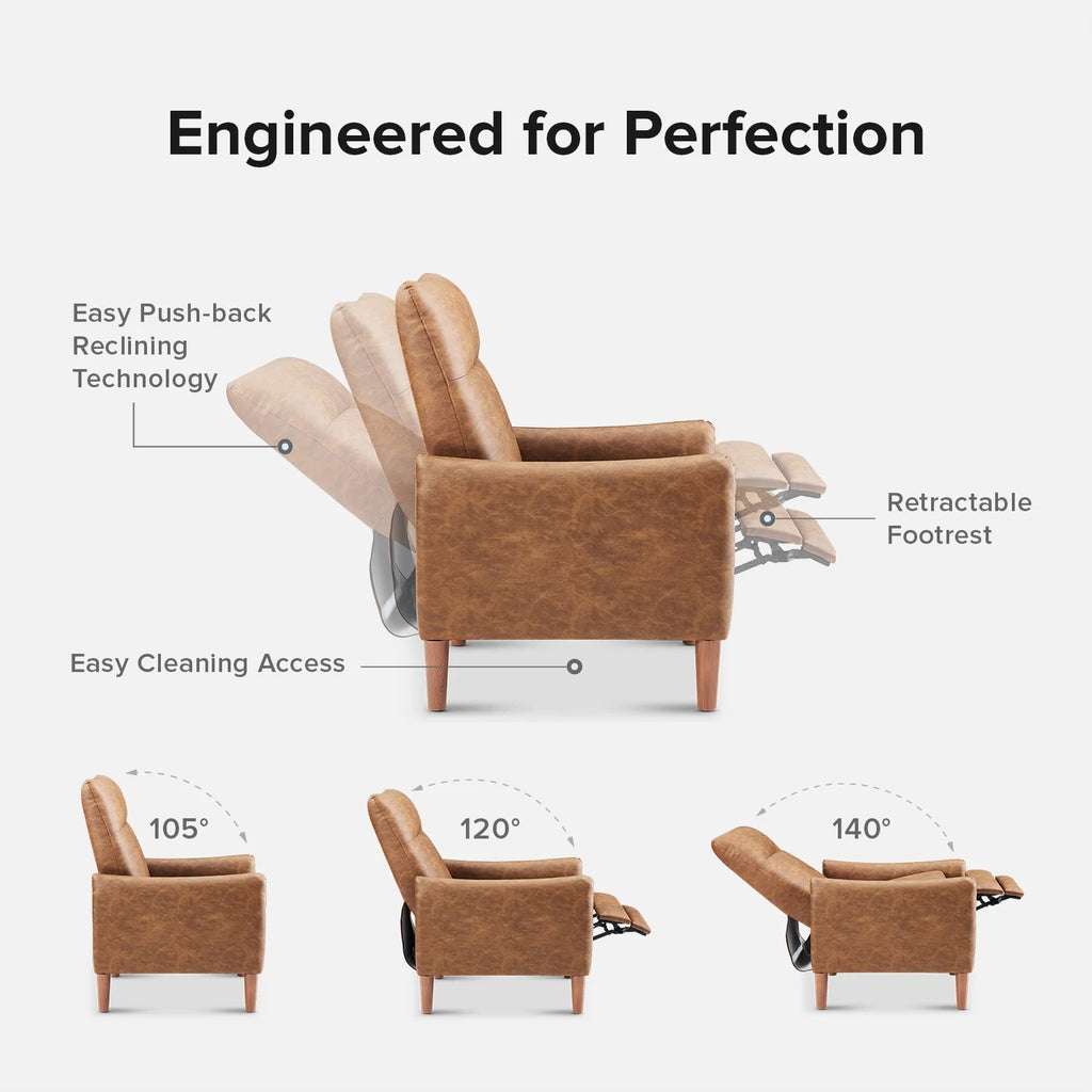 Pecan Brown Faux Leather Recliner P811222