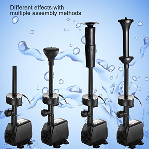 110V/55W Submersible Fountain Pump with RGB Ring and Nozzles C4490