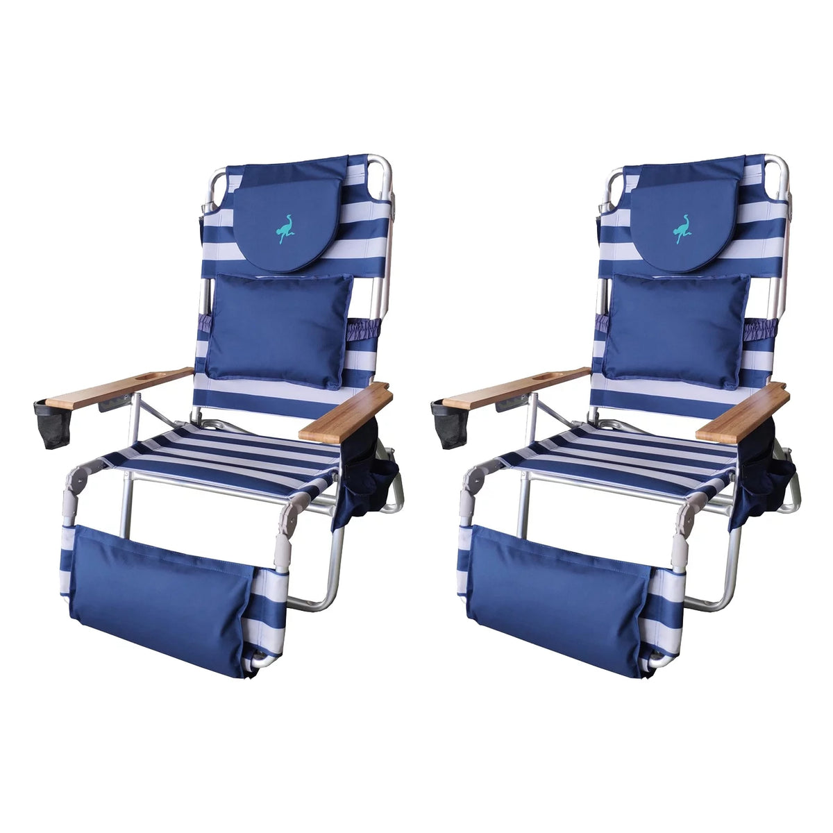 Blue 2 Pack Outdoor Reclining Beach Chair H756