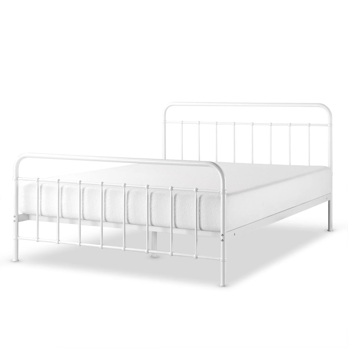 King White Metal Platform Bed Frame F3124