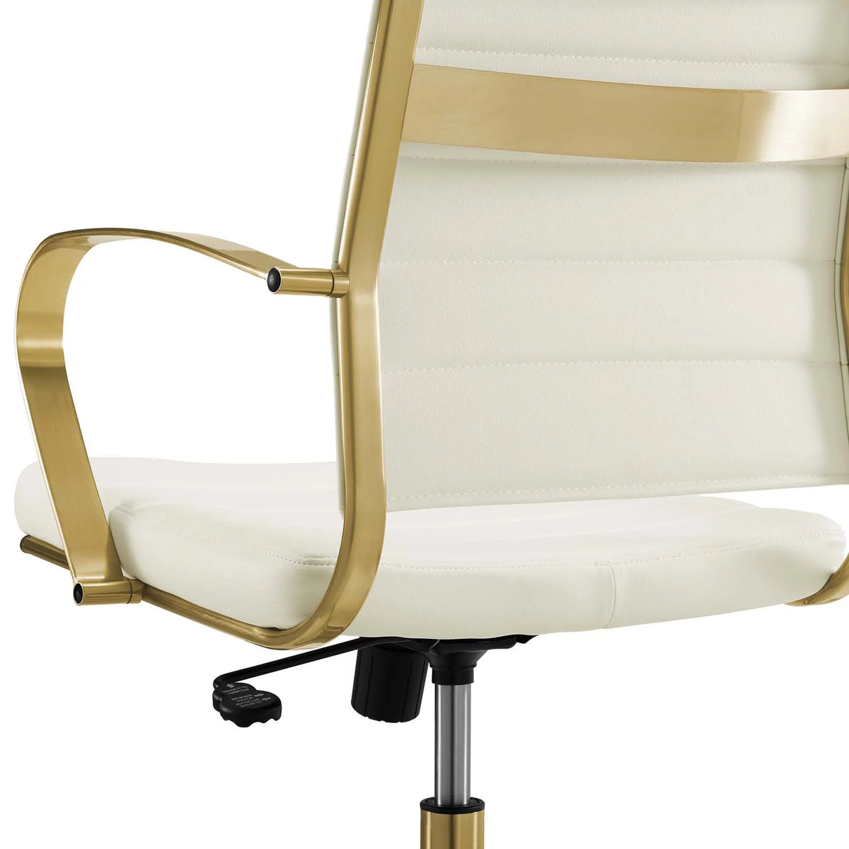 Gold White Faux Vinyl Leather Aluminum Office Chair K9062