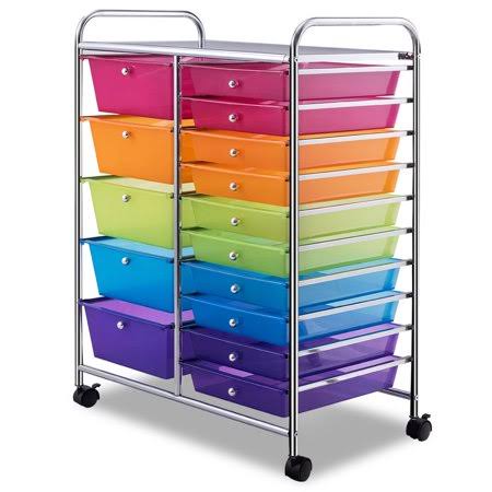 Rolling 15-Drawer Organizer Cart with Wheels D7125