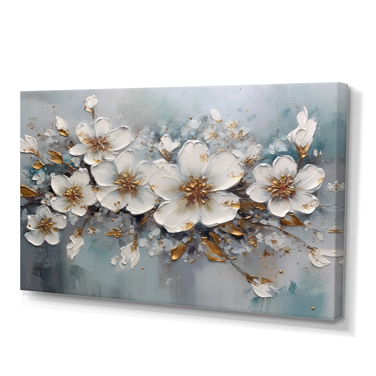 White And Gold Floral Daisy Wall Art M855