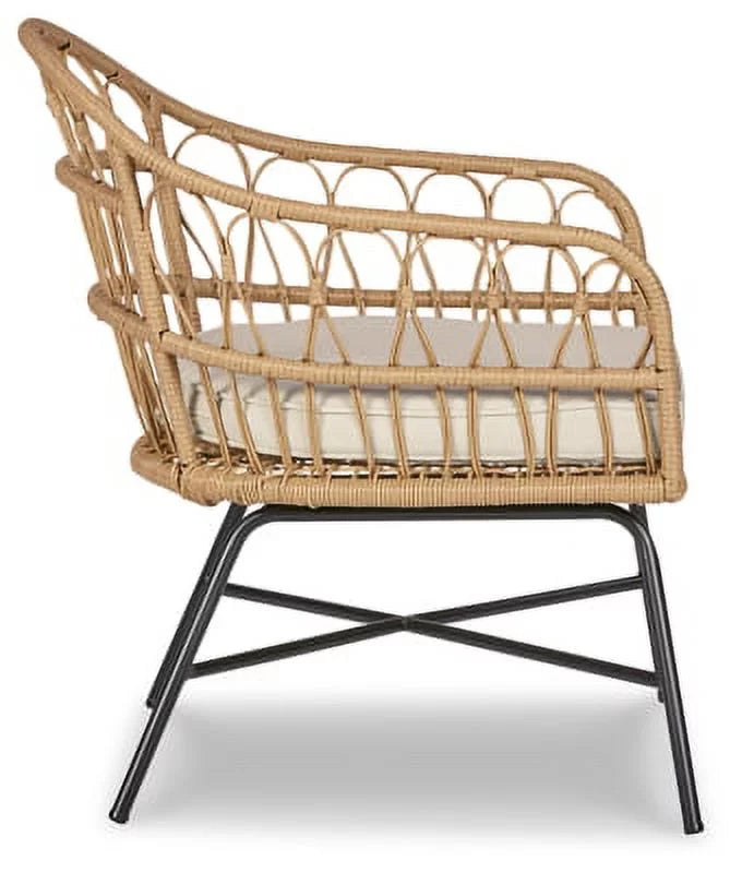 Beige Black Wicker Accent Chair Q6060