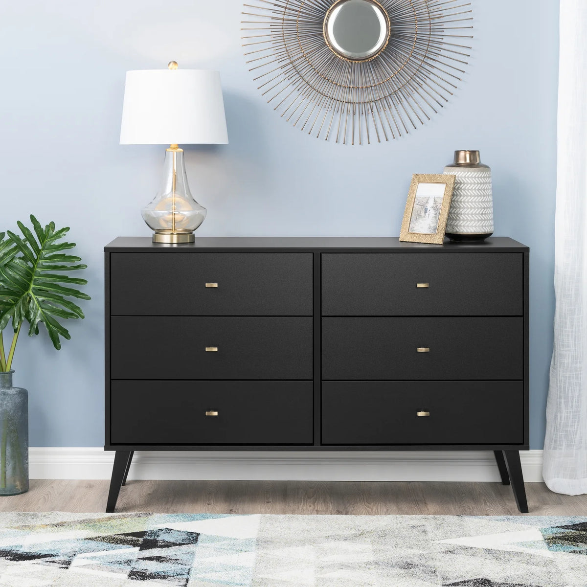 Black 6 Drawer Dresser M4420