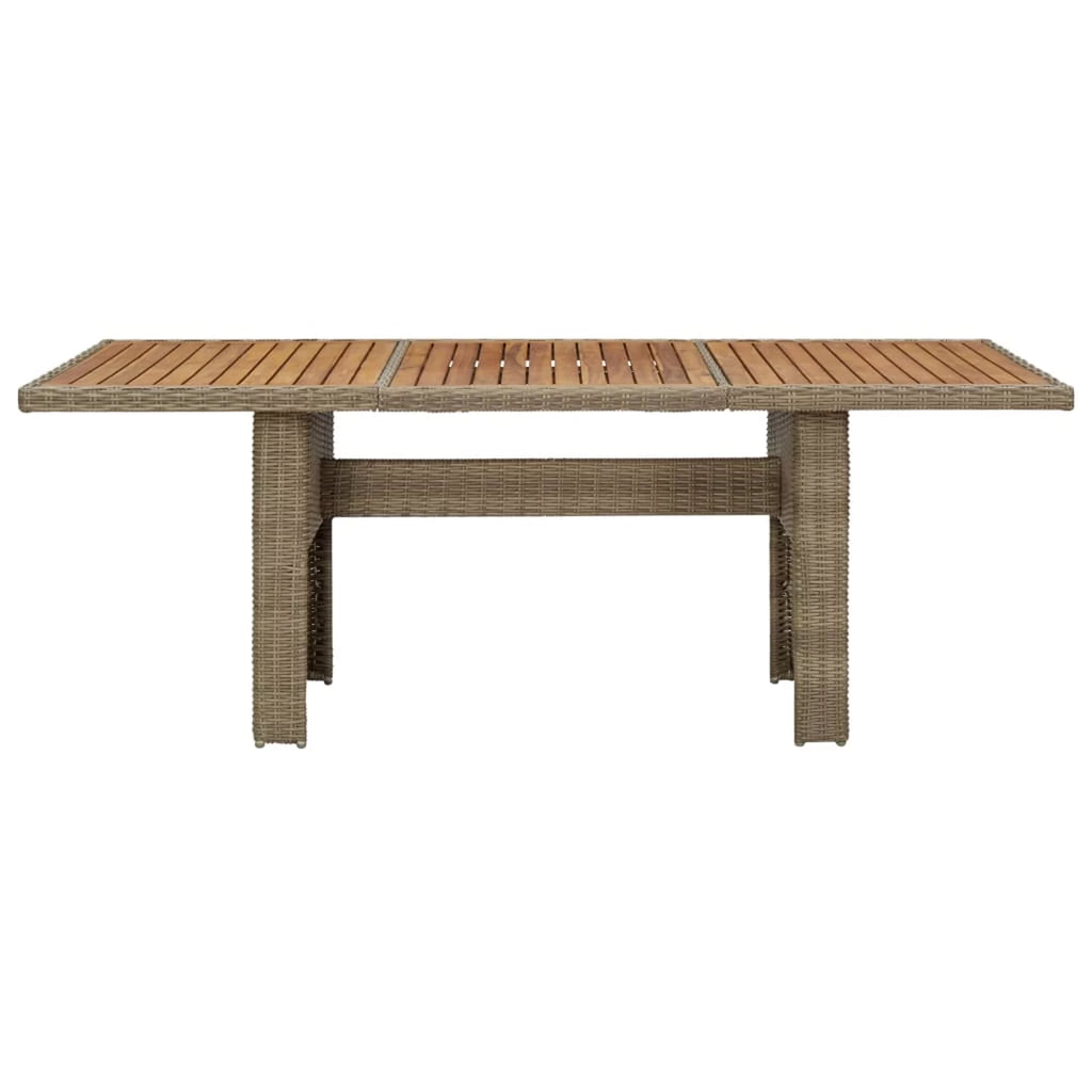Acacia Wood Top Poly Rattan Steel Patio Dining Table Z996