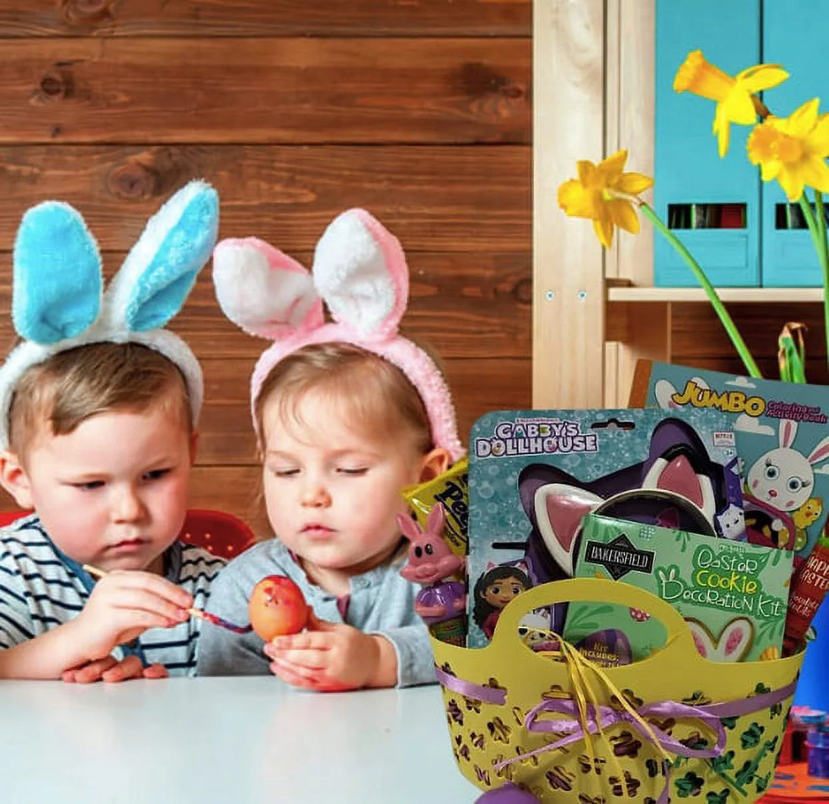 Easter Gift Basket with Coloring Book Candies & Bucket O90059
