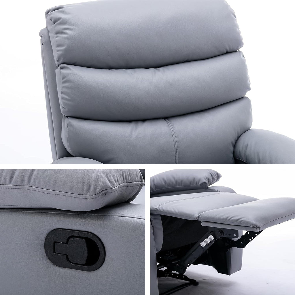 Manual Recliner Chairs with Footrest & Headrest Light Gray X5185